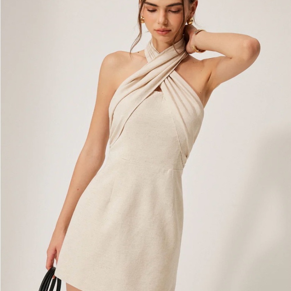 Elegant Cream Halter Dress